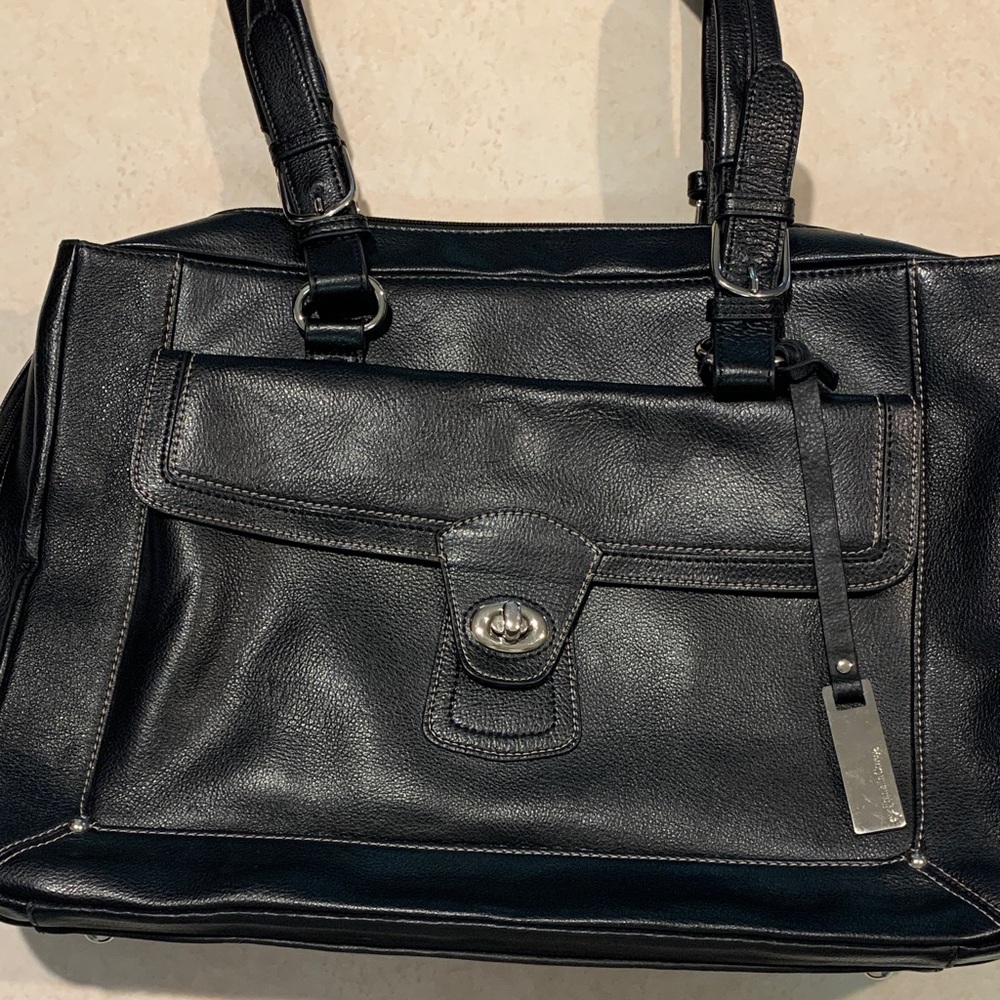 Elegant Black Leather Tote Bag